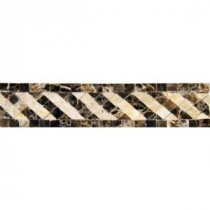 MS International Emperador 2 in. x 8 in. Polished Marble Listello Mesh-Mounted Mosaic Tile