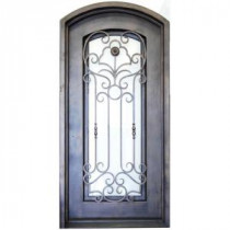 38 in. x 81 in. Copper Prehung Right-Hand Inswing Wrought Iron Single Arch Top Entry Door