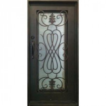38 in. x 81 in. Copper Prehung Right-Hand Inswing Wrought Iron Single Straight Top Entry Door