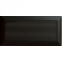 U.S. Ceramic Tile Bright Glazed Black 3 in. x 6 in. Ceramic Beveled Edge Wall Tile (10 sq. ft. / case)