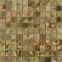 MS International Green Polished Onyx 12 in. x 12 in. Mesh-Mounted Mosaic Tile (10 sq. ft., 10 pieces / case)