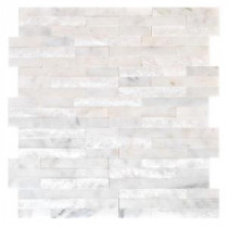 Jeffrey Court Churchill White Split Face 11.75 in. x 12.5 in. Marble Mosaic Wall Tile