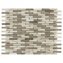 Jeffrey Court 11-3/4 in. x 12-5/8 in. Whispering Cliffs Grey Limestone/White Marble Mosaic Wall Tile