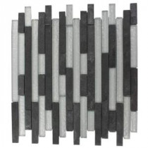 Splashback Tile Tectonic Harmony Black Slate And Silver 12 in. x 12 in. Glass Mosaic Floor and Wall Tile