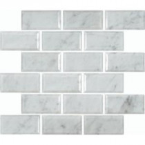MS International Greecian White 12 in. x 12 in. Polished Beveled Marble Mesh-Mounted Mosaic Floor and Wall Tile