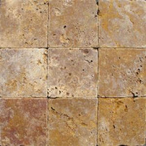MS International 4 In. x 4 In. Tumbled Gold Travertine Floor & Wall Tile