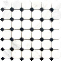 MS International Greecian White Octagon 12 in. x 12 in. Polished Marble Mosaic Floor and Wall Tile