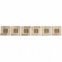 MARAZZI 12 in. x 2 in. Tuscan Beige Porcelain and Glass Listello Accent Tile