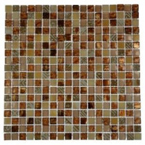 Splashback Tile Metallic Carved Egyptian'S Gold Blend 12 in. x 12 in. Marble And Glass Mosaic Floor and Wall Tile