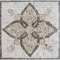 MS International Floral Blend Medallion 12 in. x 12 in. Tumbled Marble Floor & Wall Tile