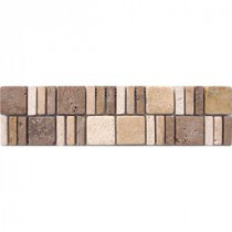 MS International Mixed Travertine Border 3 in. x 12 in. Floor & Wall Tile (1 Ln. Ft. per piece)