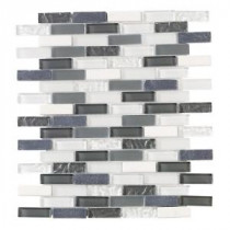 Jeffrey Court Silver Tradition Mini Brick 12 in. x 12 in. Glass Wall Tile