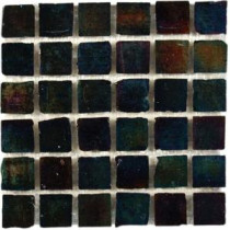 Splashback Tile Iridescent Raven 12 in. x 12 in. Glass Mosaic Floor and Wall Tile