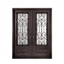 Iron Doors Unlimited Vita Francese 3/4-Lite Painted Antique Copper Decorative Wrought Iron Entry Door