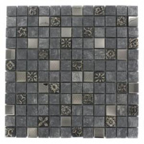 Splashback Tile Tapestry 12 in. x 12 in. Marble Glass And Metal Mosaic Floor and Wall Tile