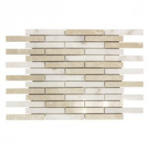 Jeffrey Court 12 in. x 14 in. Malibu Mini Brick Beige/White Marble Mosaic Wall Tile