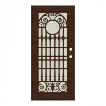 Unique Home Designs Spaniard 36 in. x 80 in. Copper Left-handed Surface Mount Aluminum Security Door with Beige Perforated Aluminum Screen