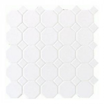 Daltile Matte White 12 in. x 12 in. x 13mm Ceramic Octagon Dot Mosaic Wall Tile