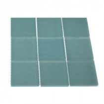 Splashback Tile Contempo Turquoise Frosted 2 x 2 Glass Tiles - 6 in. x 6 in. Tile Sample