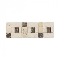 Jeffrey Court Biscotti Creama Emperador Strip 4 in. x 12 in. Marble Wall Accent / Trim Tile