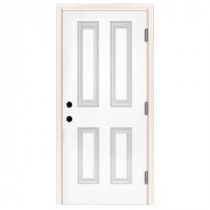 Steves & Sons Premium 4-Panel Primed White Steel Entry Door with 36 in. Left-Hand Outswing and 4 in. Wall