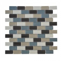 Jeffrey Court Shoreline Brick Blue 12 in. x 12 in. Glass Mosaic Tile