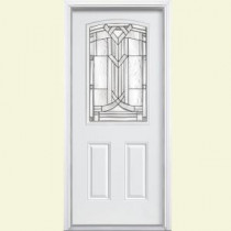 Masonite Chatham Camber Half Lite Primed Steel Entry Door with Brickmold