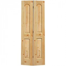 Masonite Smooth 2-Panel Round Top Solid-Core Unfinished Knotty Pine Interior Bi-fold Closet Door