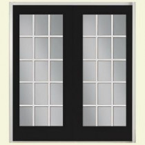 Masonite 60 in. x 80 in. Jet Black Prehung Right-Hand Inswing 15 Lite Patio Door with No Brickmold