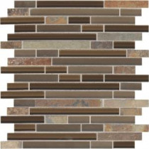 Daltile Slate Radiance Saddle 11-3/4 in. x 11-3/4 in. x 8 mm Glass and Stone Random Mosaic Blend Wall Tile