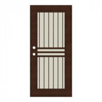Unique Home Designs Plain Bar 32 in. x 80 in. Copper Right-handed Surface Mount Aluminum Security Door with Beige Perforated Aluminum Screen