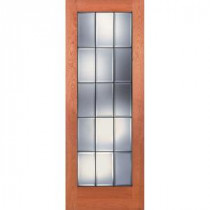 Feather River Doors 15-Lite Clear Bevel Patina Woodgrain 1-Lite Unfinished Cherry Interior Door Slab
