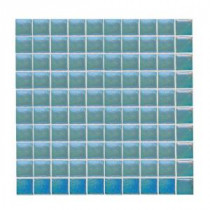 Daltile Sonterra Glass Azul Verde Iridescent 12 in. x 12 in. x 6mm Glass Sheet Mounted Mosaic Wall Tile (10 sq. ft. / case)