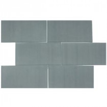 Splashback Tile Contempo 6 in. x 3 in. Blue Gray Frosted Glass Tile