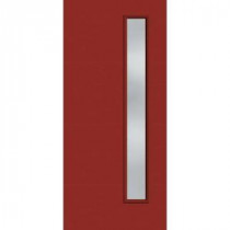 Builder's Choice 1 Lite Clear Glass Painted Fiberglass Cordovan Entry Door with Brickmould