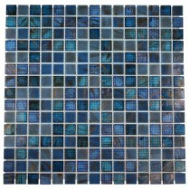 Splashback Tile Bahama Blue 12 in. x 12 in. Glass Mosaic Floor and Wall Tile