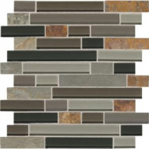 Daltile Slate Radiance Flint 11-3/4 in. x 12-1/2 in. x 8 mm Glass and Stone Random Mosaic Blend Wall Tile