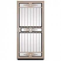 Unique Home Designs Pima 36 in. x 80 in. Tan Outswing Security Door with Shatter-Resistant Glass Inserts