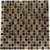 Splashback Tile Brown Blend 12 in. x 12 in. Marble And Glass Mosaic Floor and Wall Tile