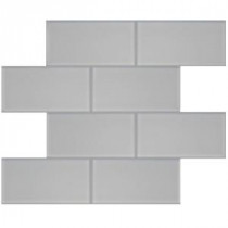 Splashback Tile Contempo 6 in. x 3 in. Bright White Frosted Glass Tile