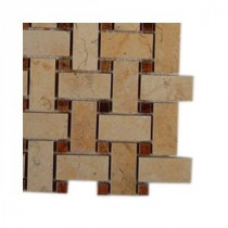 Splashback Tile Basket Braid Jerusalem Gold and Wood Onyx Stone Mosaic Floor and Wall Tile - 6 in. x 6 in. Tile Sample