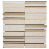 Jeffrey Court 12-3/4 in. x 11-3/4 in. Stacked Honey Glass/Beige Marble Mosaic Wall Tile