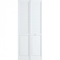 Frameport 30 in. x 80 in. Louver/Panel Pine White Interior Bi-fold Closet Door