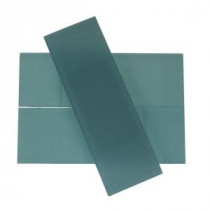 Splashback Tile Contempo 4 in. x 12 in. Blue Gray Frosted Glass Tile