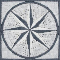 MS International Black & White Star Medallion 12 in. x 12 in. Tumbled Marble Floor & Wall Tile