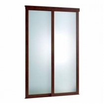 Pinecroft 60 in. x 80-1/2 in. Sliding Frosted Glass Fusion Frosted Choco Frame