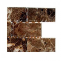 Splashback Tile Rich Dark Emperador Chamfered 2 in. x 4 in. Marble Mosaic Tiles - 6 in. x 6 in. Tile Sample