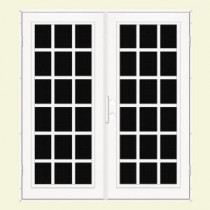 Unique Home Designs Classic French 60 in. x 80 in. White Right-Active Surface Mount Security Door with Black Perforated Aluminum Screen