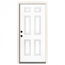 Steves & Sons Premium 6-Panel Primed White Steel Entry Door with 30 in. Right-Hand Inswing and 6 in. Wall