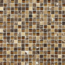 Daltile Stone Radiance Butternut Emperador 12 in. x 12 in. x 8mm Glass and Stone Mosaic Blend Wall Tile